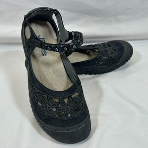 JBU Jambu Wildflowers Orchid Black Mary Janes Womens 7 Comfort Walking Shoes
